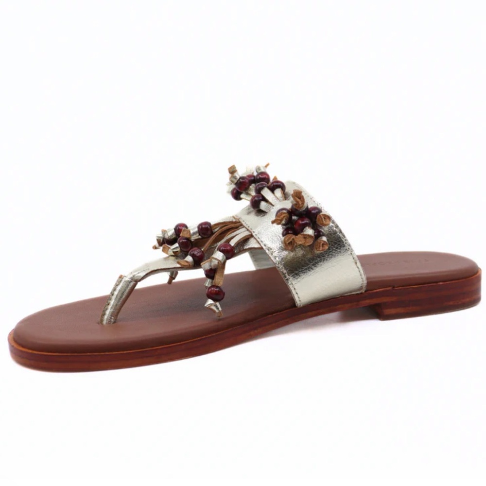 Free People Sadie Fringe Gold Metallic Sandals New! - Picture 7 of 14